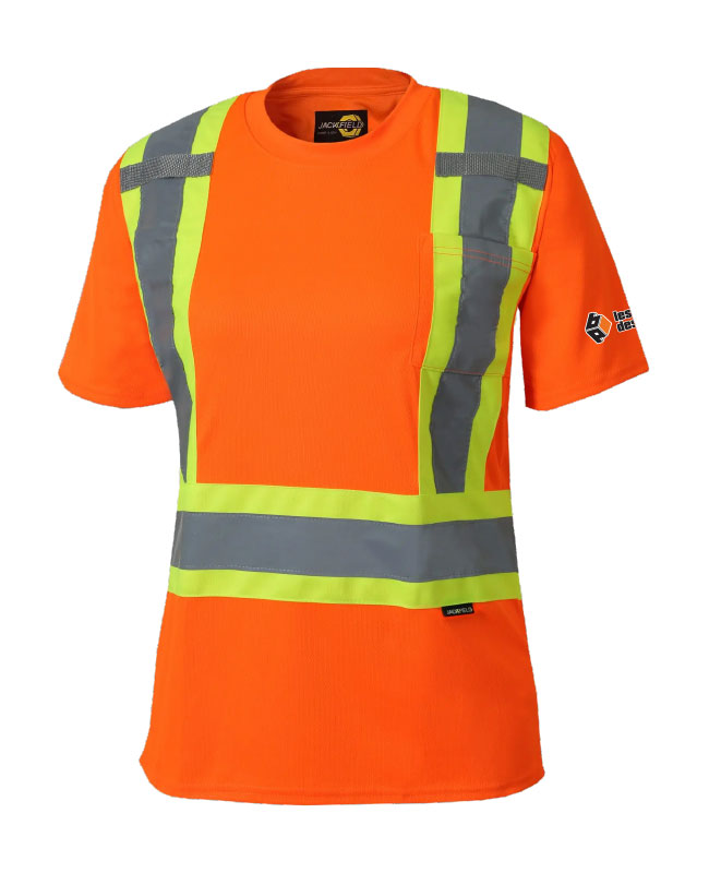 Les pavages des monts - 11-662R t-shirt avec bandes réfléchissantes femme (ORANGE FLUO) - DTF. DTF-190 (MG)