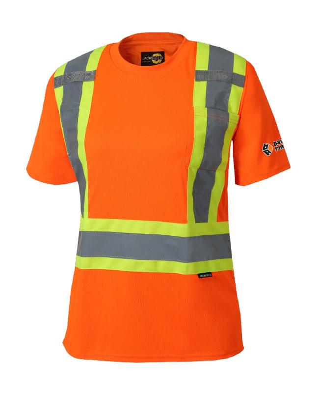 Pavages Rimouski - 11-662R t-shirt avec bandes réfléchissantes femme (ORANGE FLUO) - DTF. DTF-193 (MG)